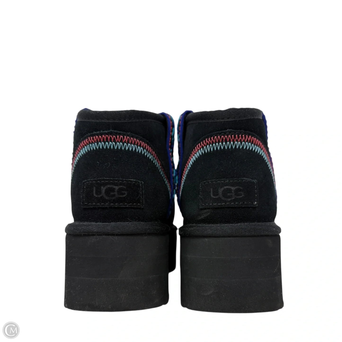 Classic Ultra Mini Braid Platform Boots Designer By Ugg In Black, Size: 9