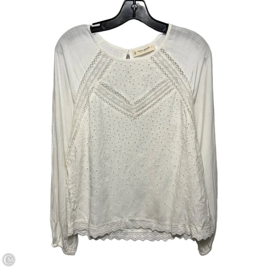 Eyelet Blouse Long Sleeve By Lucky Brand In White, Size: S