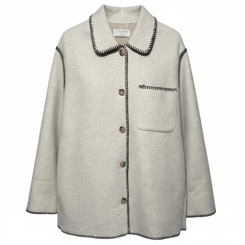Whipstitch Coat By Z Supply In Cream, Size: Xl