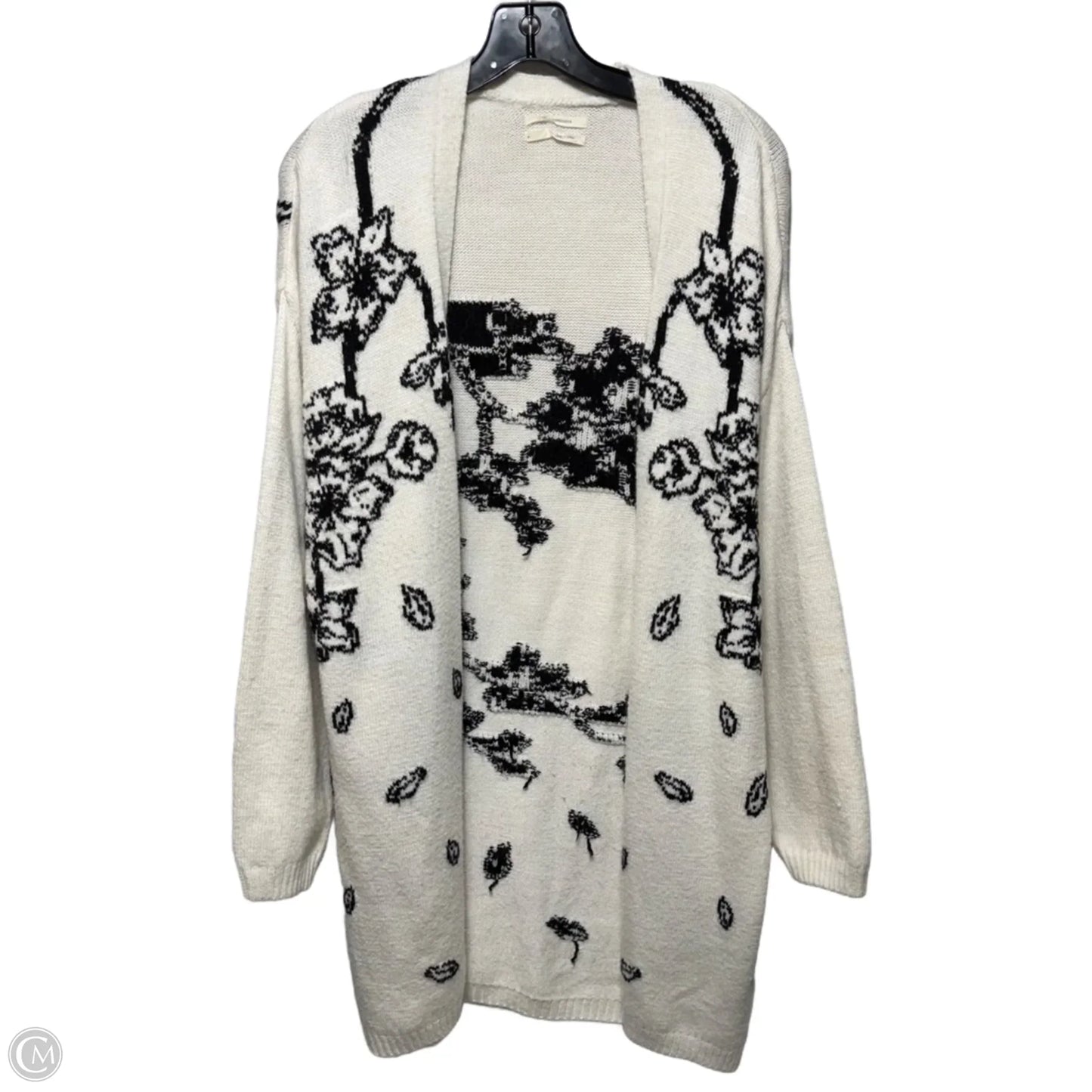Nadia Floral Cardigan Sweater By Anthropologie In Black & Cream, Size: M