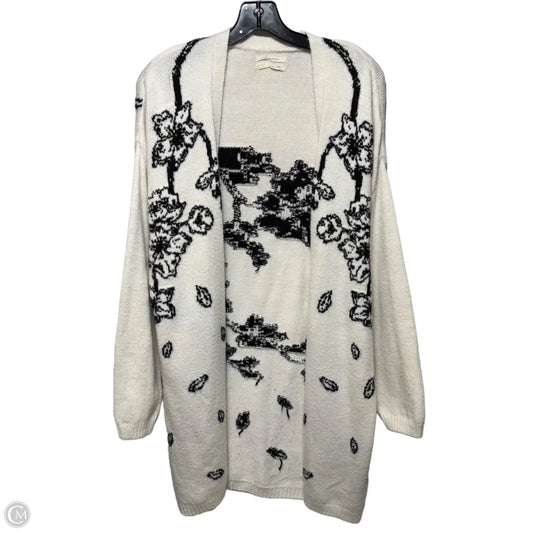 Cherry Blossom Long Sweater Cardigan By Anthropologie In Black & Cream, Size: M