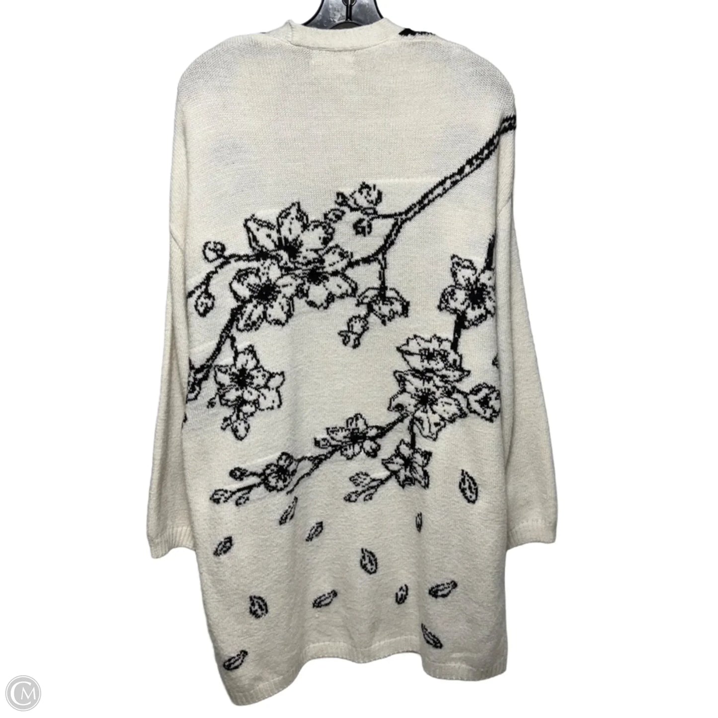 Nadia Floral Cardigan Sweater By Anthropologie In Black & Cream, Size: M