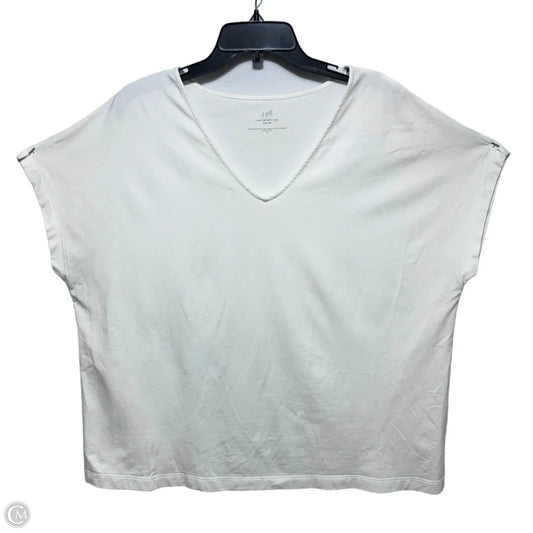 V-neck Top Short Sleeve Basic By J. Jill In White, Size: Xl