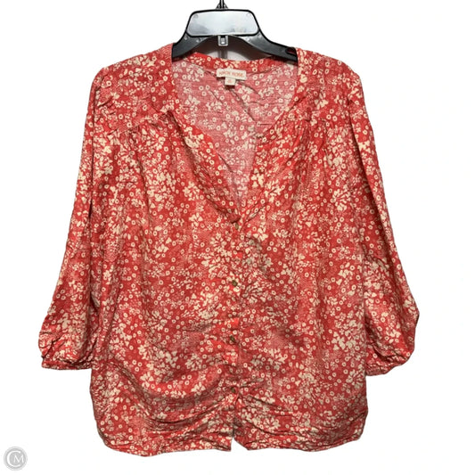 Top 3/4 Sleeve By Knox Rose In Floral Print, Size: Xxl