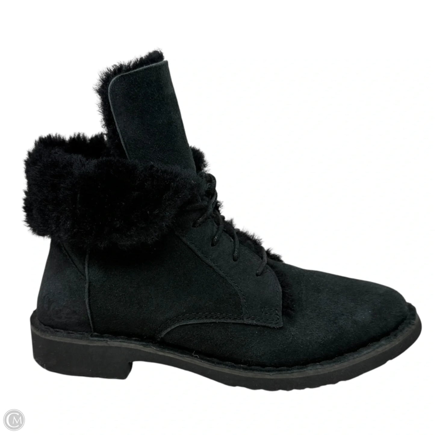Quincy Lace Up Boots Designer By Ugg In Black, Size: 7