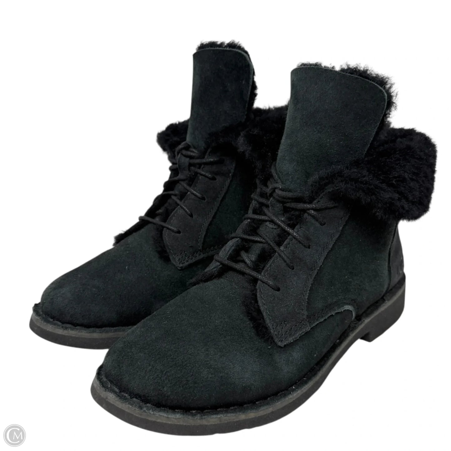 Quincy Lace Up Boots Designer By Ugg In Black, Size: 7