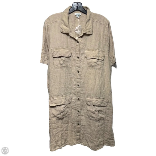 Linen Dress Casual Short By Sundance In Beige, Size: Xxl