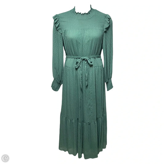 Swiss Dot Smocked Maxi Dress By English Factory In Green, Size: M