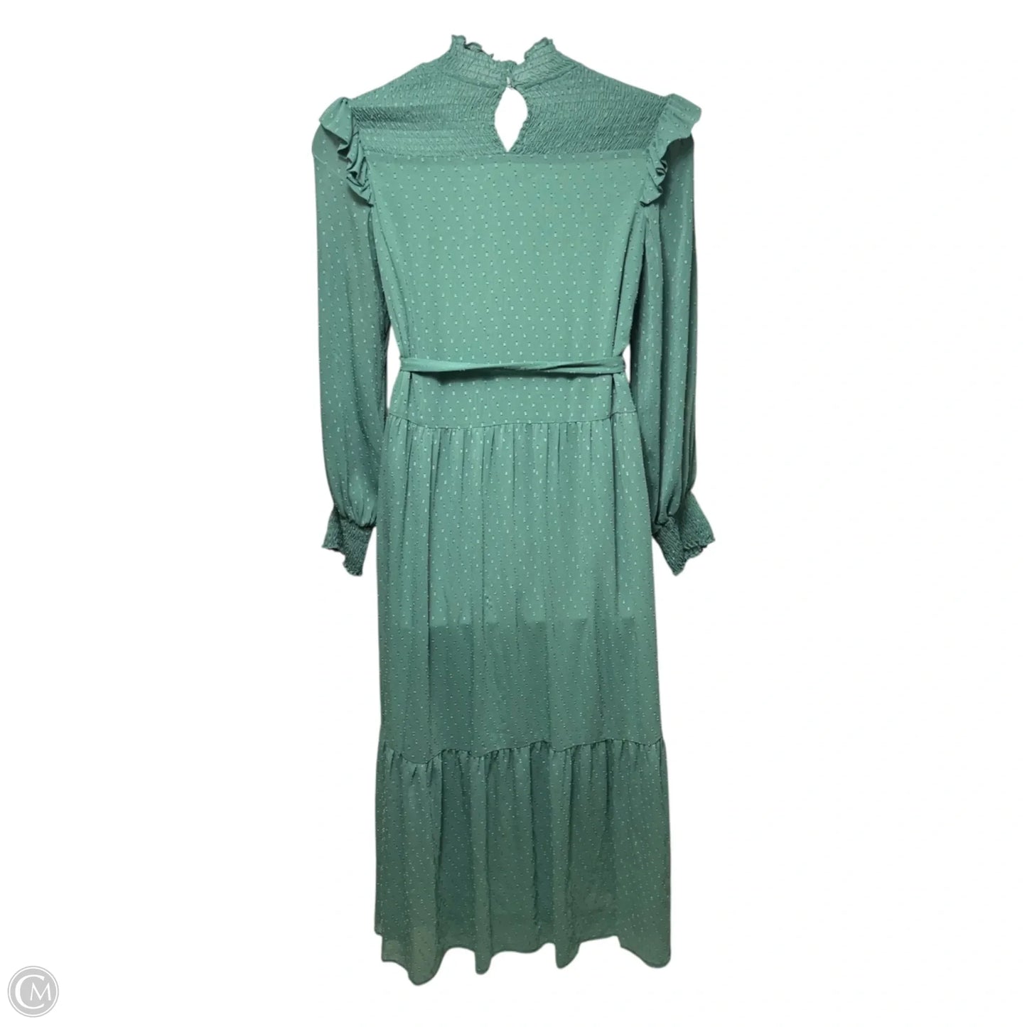 Swiss Dot Smocked Maxi Dress By English Factory In Green, Size: M