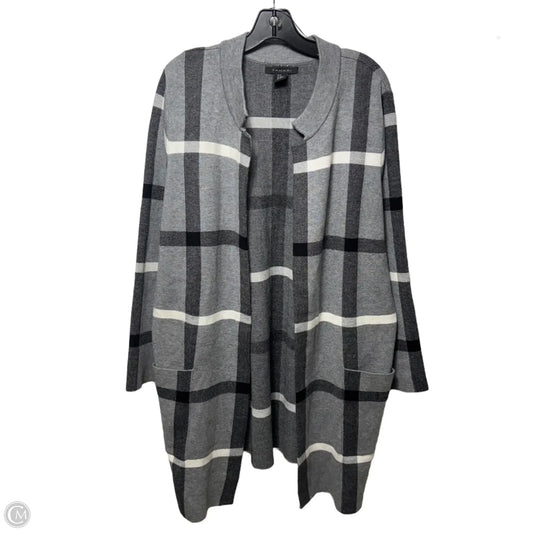 Sweater Cardigan By Tahari In Plaid Pattern, Size: 2x