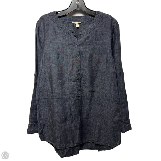 Linen Top Long Sleeve By Eileen Fisher In Grey, Size: Xs