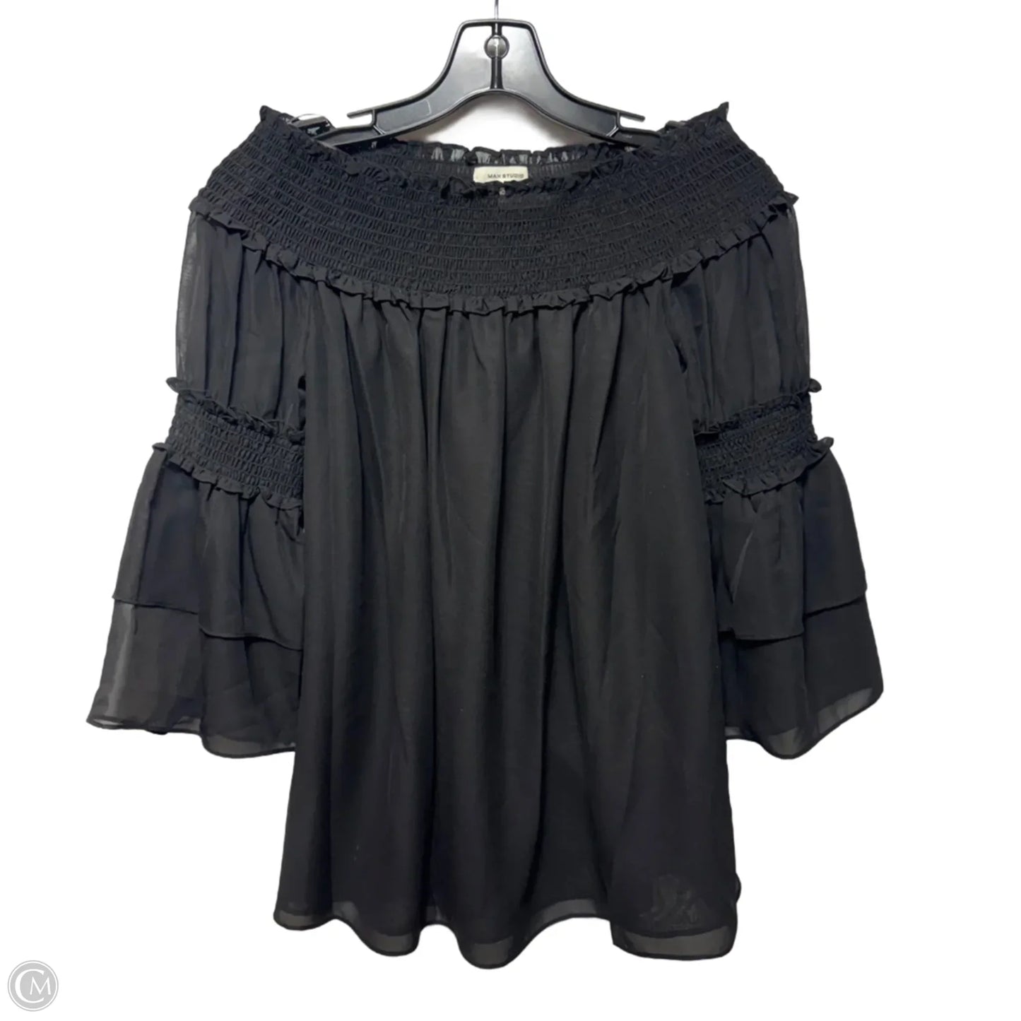 Top 3/4 Sleeve By Max Studio In Black, Size: S