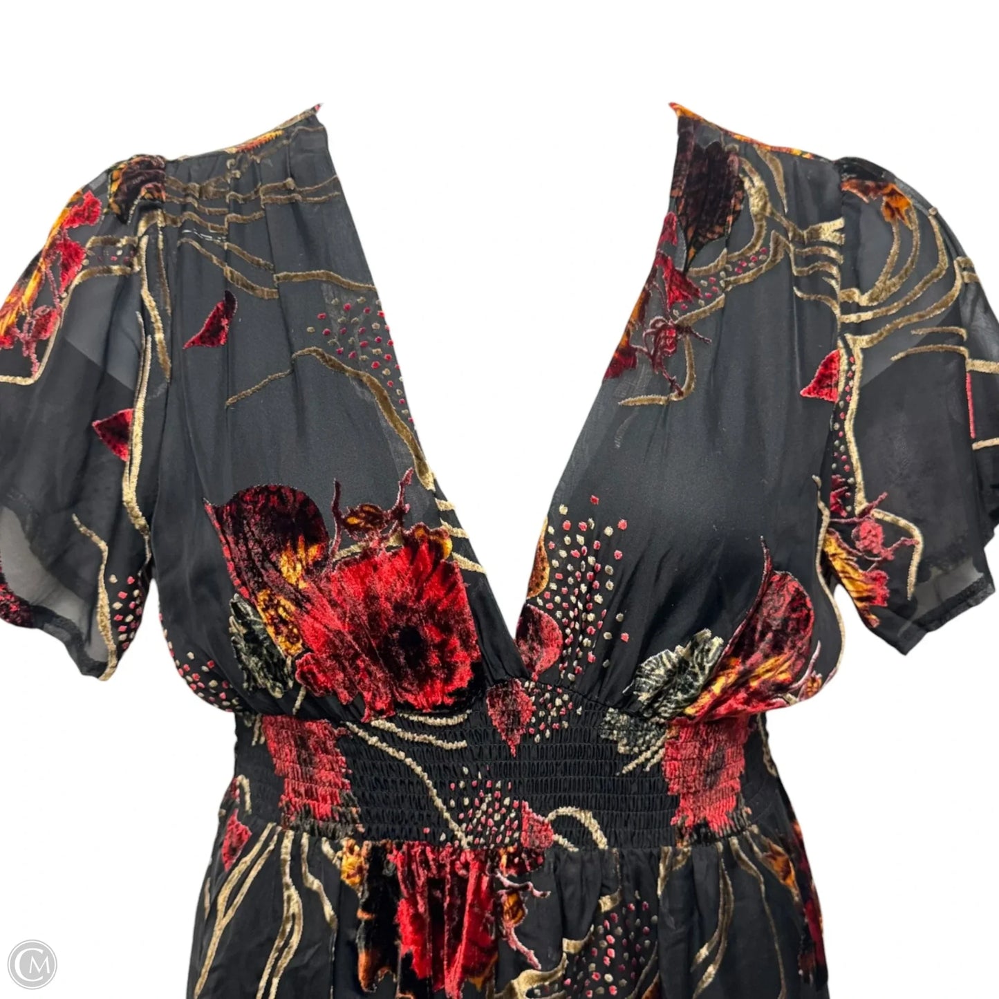 Valen Velvet Burnout Dress Casual Maxi By Baltic Born In Floral Print, Size: L