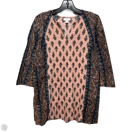 Linen Blend Tunic 3/4 Sleeve By Pure Jill In Multi-colored, Size: Xs