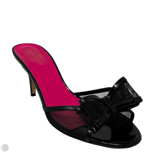 Mesh Bow Peep Toe Mules Designer By Kate Spade In Black, Size: 8