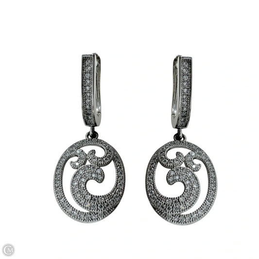Sterling Silver & CZ Art Deco Drop Earrings