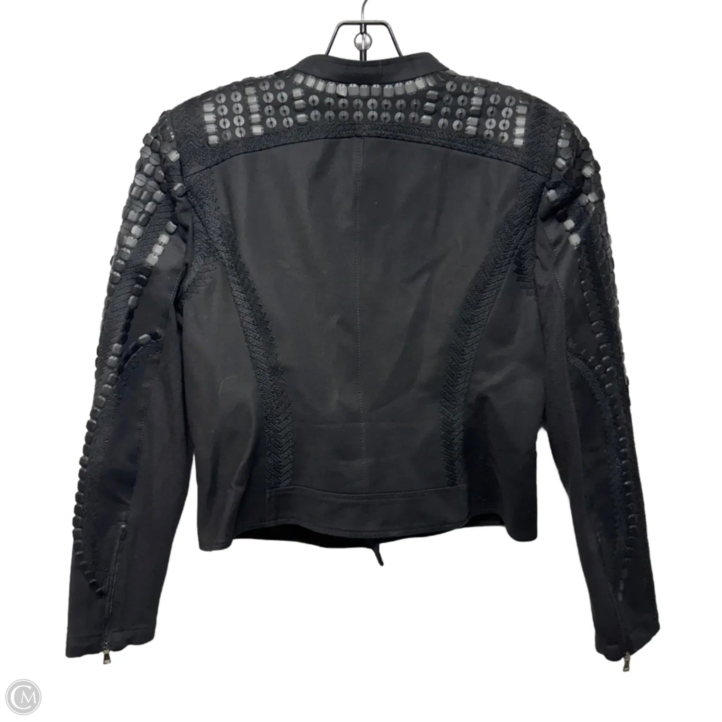 Jaison Sequin Cropped Moto Jacket By Bcbgmaxazria In Black, Size: M