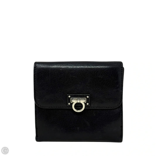 Gancini Leather Compact Wallet Luxury Designer By Ferragamo, Size: Medium