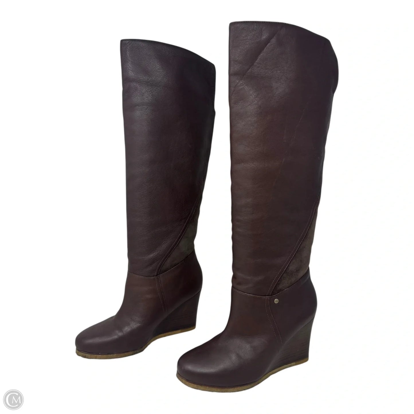 Ravenna Wedge Boots Designer By Ugg In Brown, Size: 7.5