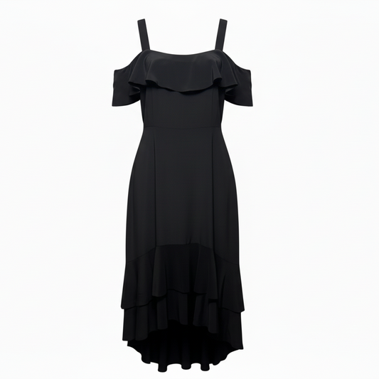 Collection Silk Cold Shoulder Midi Dress By J. Crew In Black, Size: 0