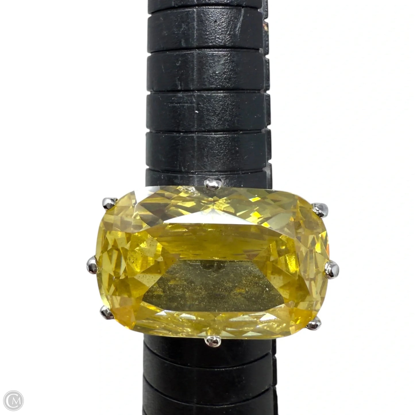 Sterling Silver & Faceted Yellow CZ Cocktail Ring, Size: 7.5