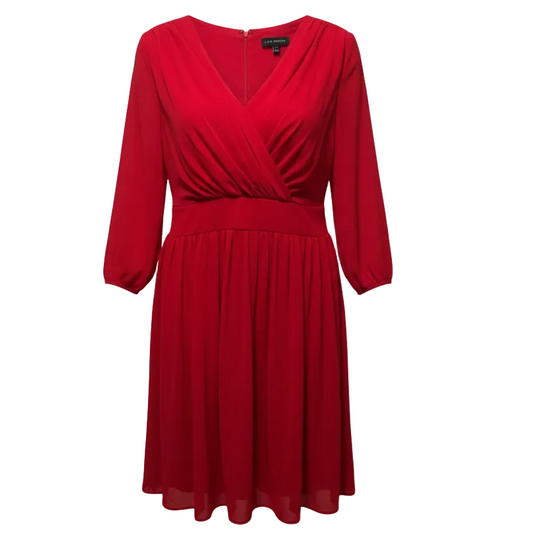 lane bryant red cocktail dress Plus Size Lena V-Neck Level-Hem Midi Dress, in Coral Paradise, 16, Women's, Lane Bryant