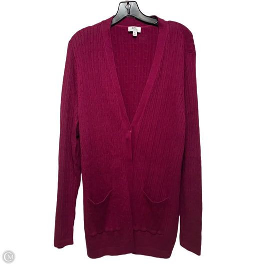 Sweater Cardigan By Kim Rogers In Maroon, Size: Xxl