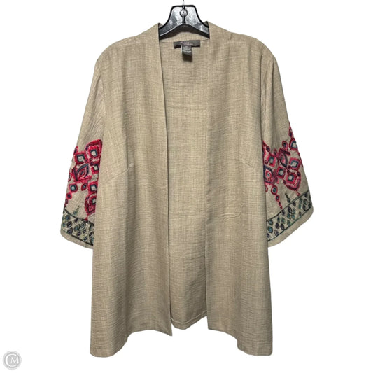 Embroidered Sleeve Kimono By Olivia & Martin In Beige, Size: 2x