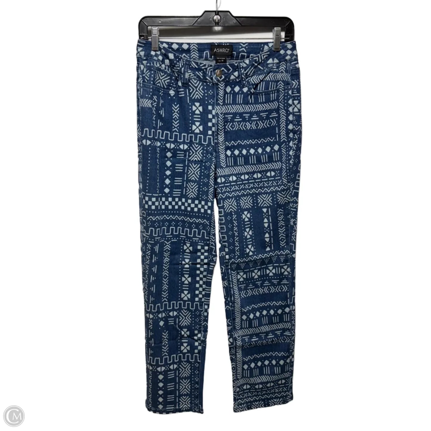Jeans Straight By Ashro In Geometric Pattern, Size: 10