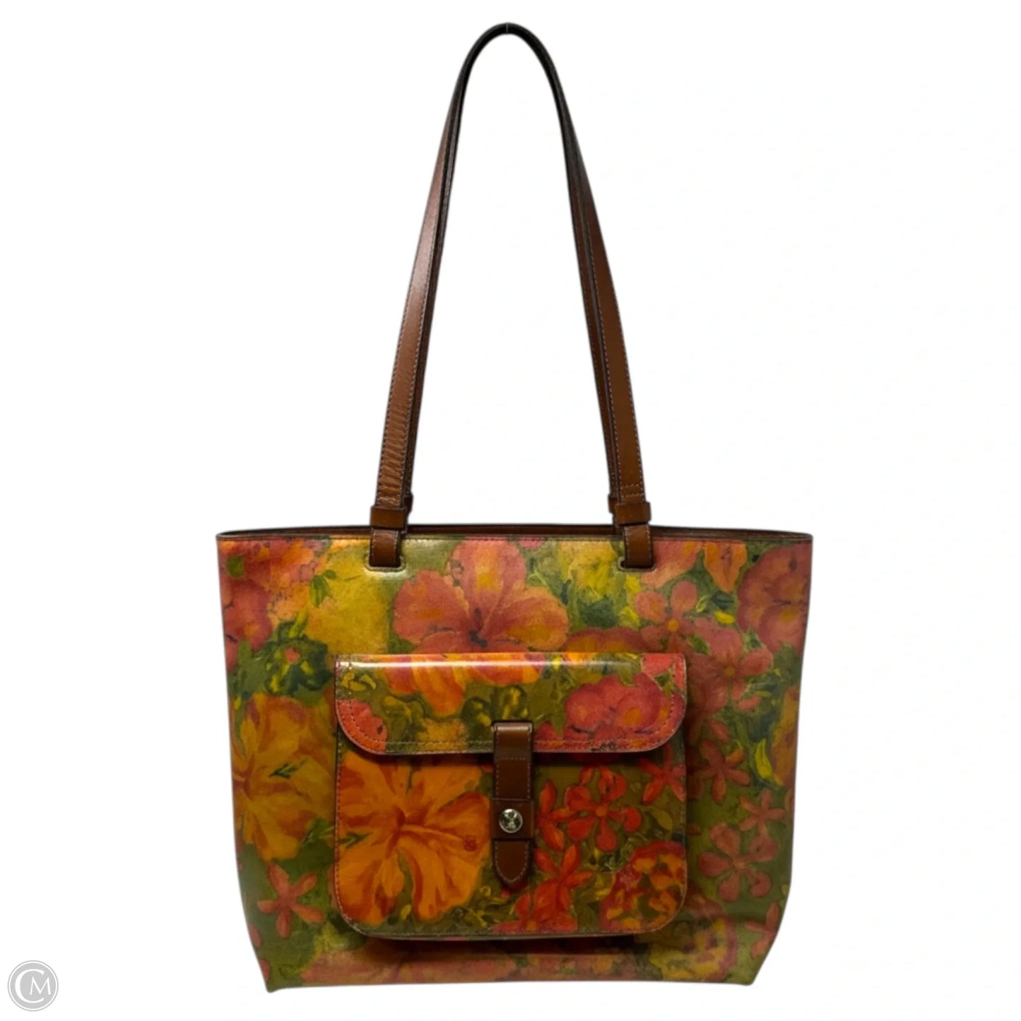 Madison Leather Tote In Floral Oil Painting Designer By Patricia Nash, Size: Medium