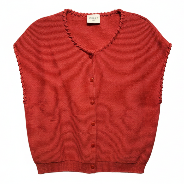 Sleeveless Cardigan Sweater By Wrap London In Orange, Size: 10