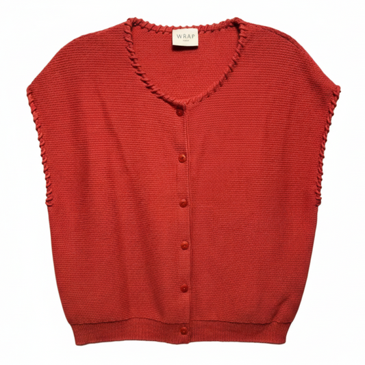 Sleeveless Cardigan Sweater By Wrap London In Orange, Size: 10