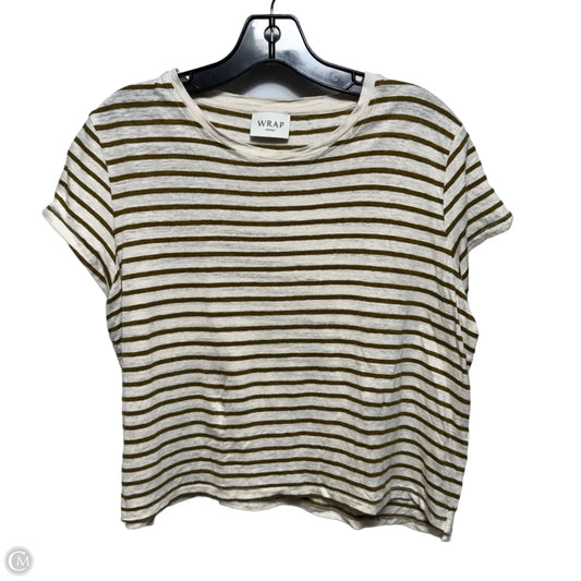 Linen Top Short Sleeve By Wrap In Striped Pattern, Size: 10