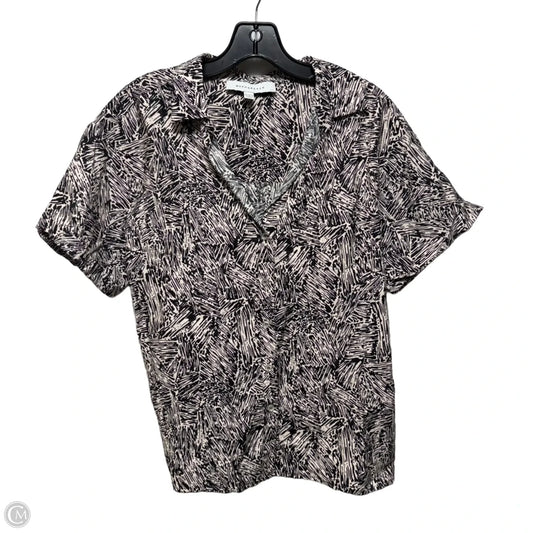 Collared Top Short Sleeve By Rino & Pelle In Black & Cream, Size: 12