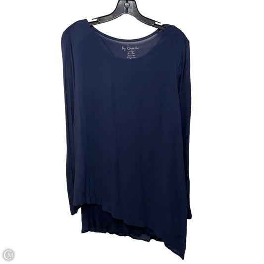 Asymmetrical Hem Top Long Sleeve By Chicos In Navy, Size: L