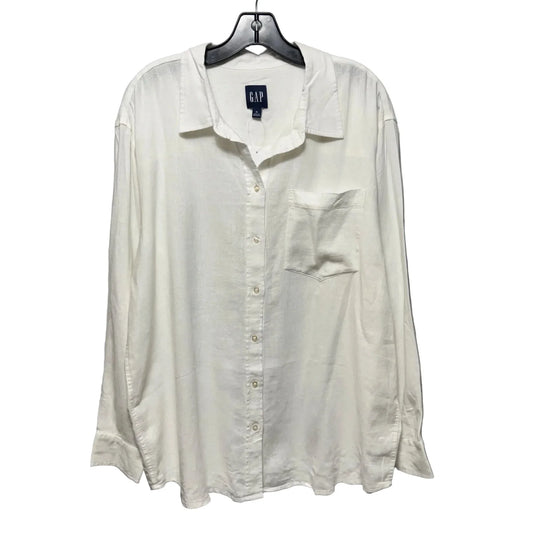 Linen Blend Top Long Sleeve By Gap In White, Size: Xl