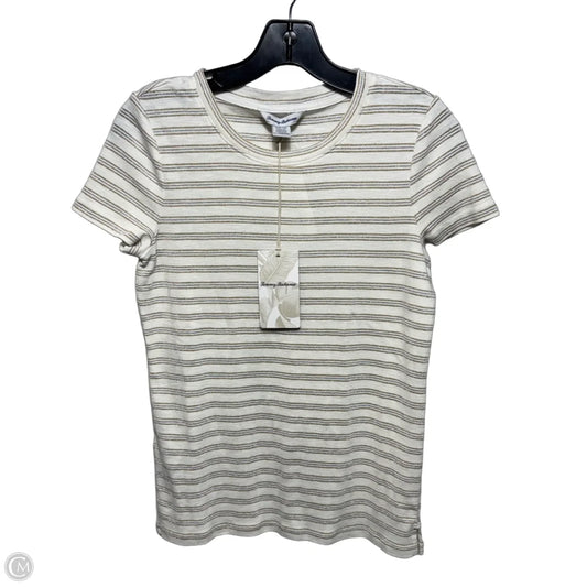 Ashby Isles Metallic Stripe Top Short Sleeve By Tommy Bahama In Coconut Striped Pattern, Size: Xs