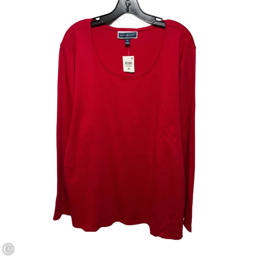 Top Long Sleeve Basic By Karen Scott In Red, Size: 3x
