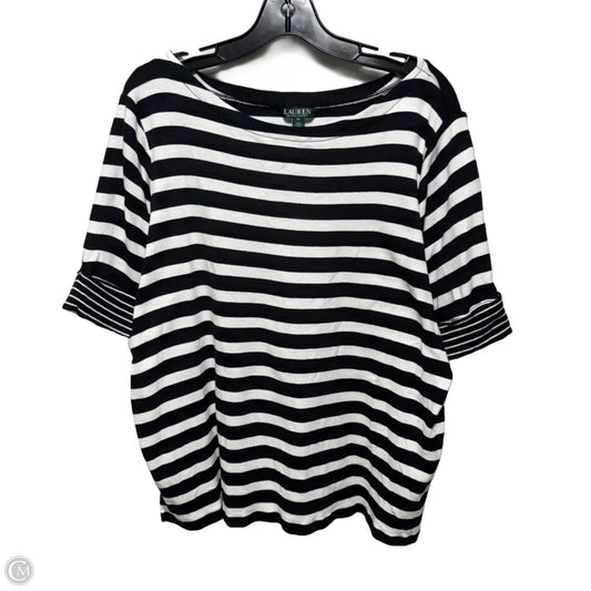 Top Short Sleeve By Lauren By Ralph Lauren In Striped Pattern, Size: 3x