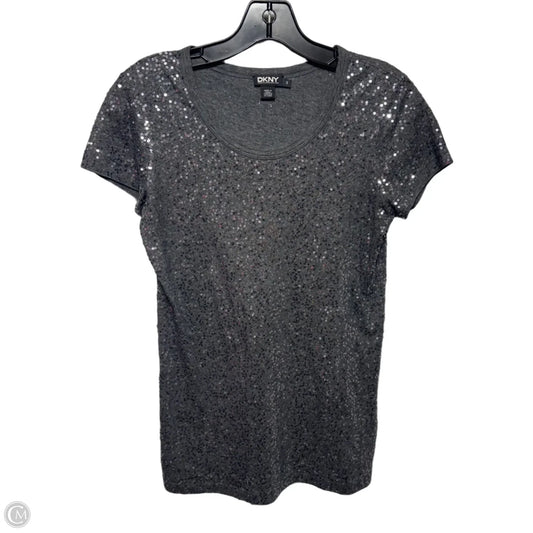 Sequin Top Short Sleeve By Dkny In Silver, Size: S