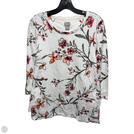 Top 3/4 Sleeve By Chicos In Floral Print, Size: M