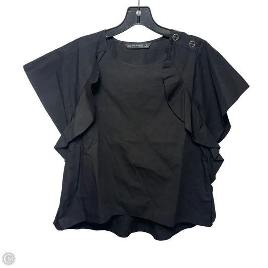 Top Short Sleeve By Zara Basic In Black, Size: M