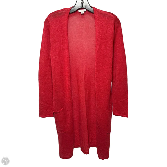Linen Blend Sweater Cardigan By J. Jill In Red, Size: S