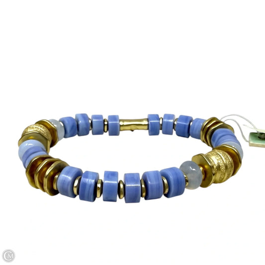 Gold Plated Stone Stretch Bracelet 8mm Blue Chalcedony By Spartina