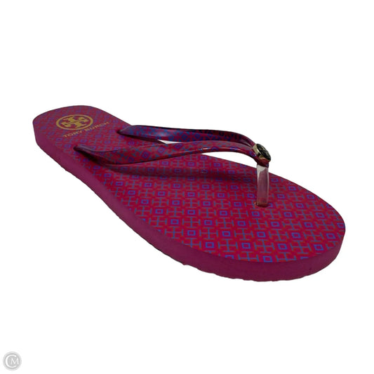 Flip Flop Sandals Designer By Tory Burch In Pink & Purple, Size: 10