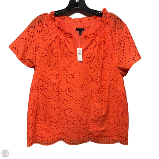 Eyelet Top Short Sleeve By Talbots In Orange, Size: L