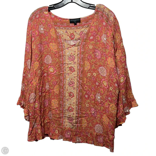 Top 3/4 Sleeve By Cynthia Rowley In Floral Print, Size: 2x