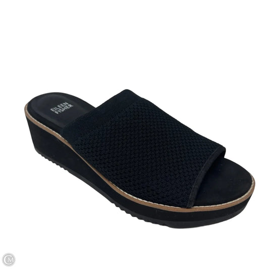 Telly Knit Sandals Heels Wedge By Eileen Fisher In Black, Size: 9