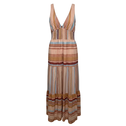 Lilikoi V-Neck Maxi Dress By L Space X Anthropologie In Salerno Stripe Pattern, Size: XS