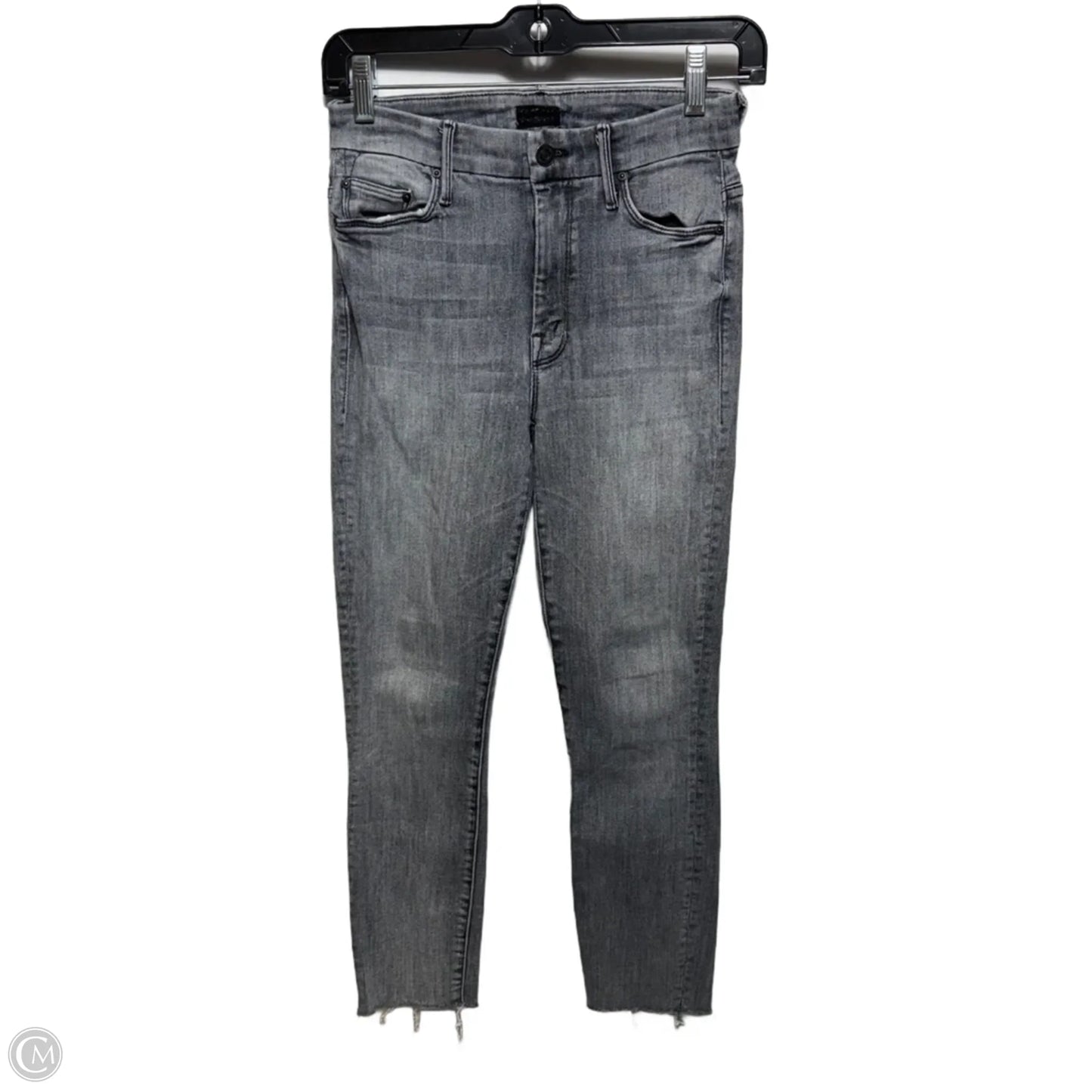 High Waisted Looker Ankle Fray Jeans Jeggings By Mother In Grim Shadows Grey Denim, Size: 2/26